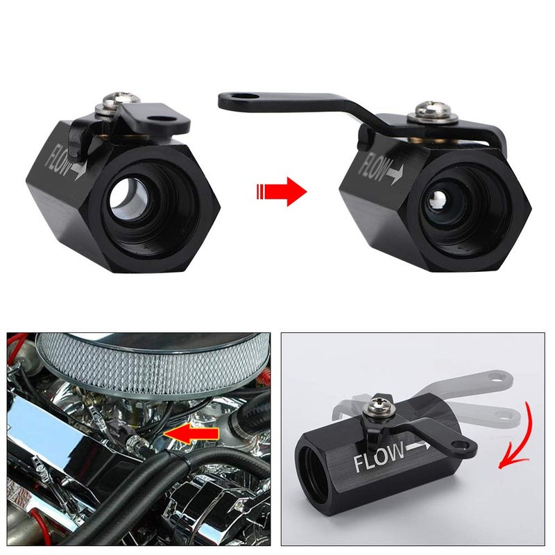 PQY AN6 Shut Off Valve Fitting 6AN-6AN Male Shut Off Valve Fuel Fitting (AN6, black) - Image 3